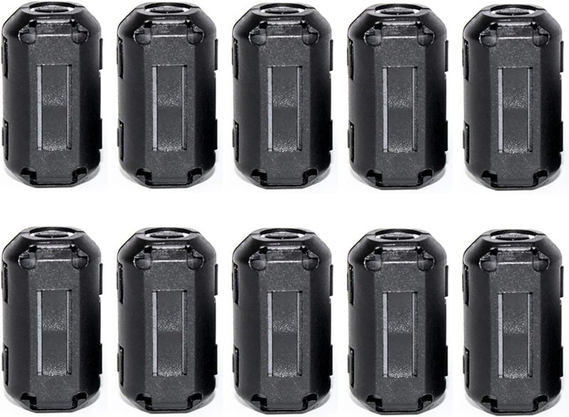 UU TOJOIN TOJOIN 10PCS Ferrite Bead Clip on Ferrite Core RFI EMI Noise Suppressor Ferrite Rings Cable Clip for Phone, TV, Speaker, USB Radio, Audio Equipment 3mm/5mm/7mm/9mm/13mm Inner Diameter Black，2 of each. - Image 1